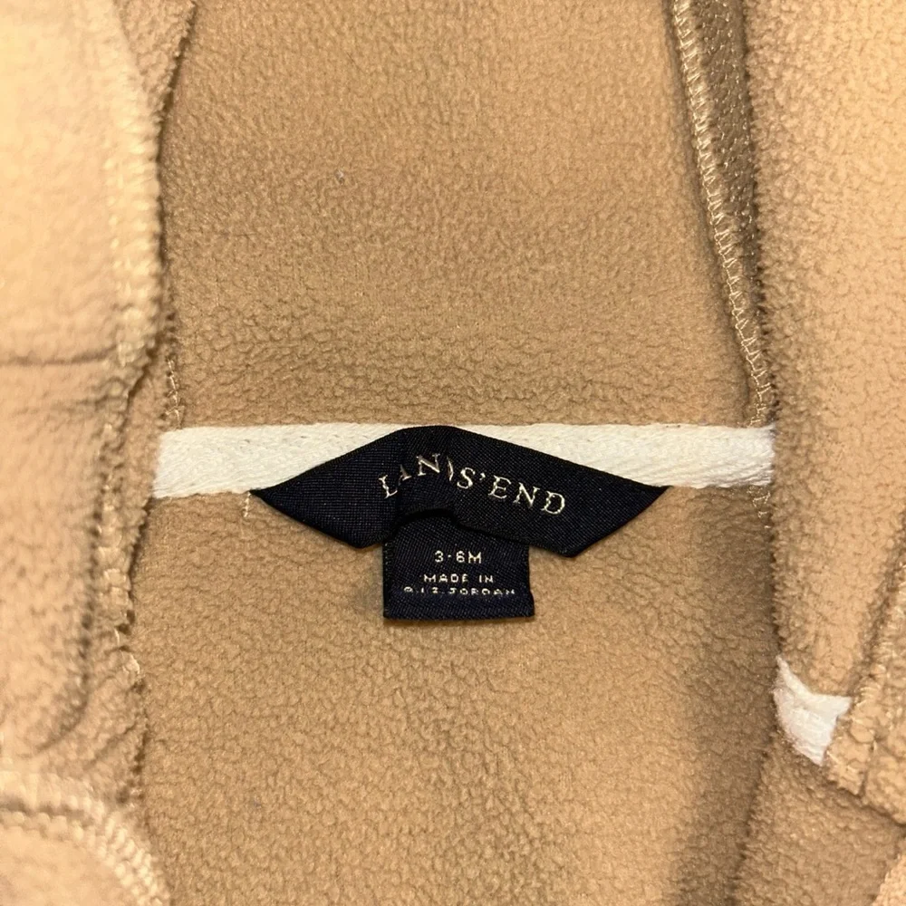 Lands End Baby Size 2-6 Mo Beige Fleece Hooded One Piece - Picture 3 of 4